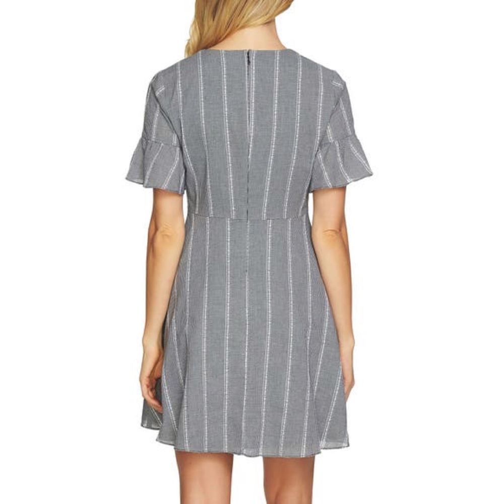 CeCe Ruffle Black White Pintuck Mini Dress - Picture 5 of 7